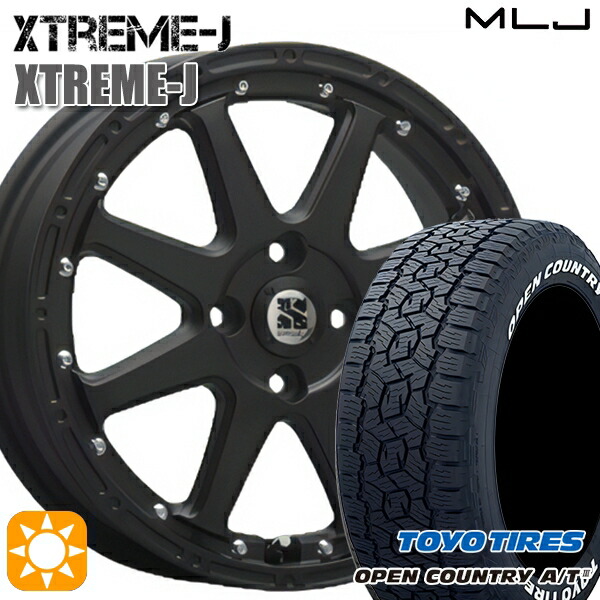 アゲ軽 165/80R14 97/95N トーヨー オープンカントリーA/T3 ホワイトレター MLJ エクストリームJ フラットブラック 14インチ 4.5J 4H100 サマータイヤホイールセット｜タイヤホイール激安王国