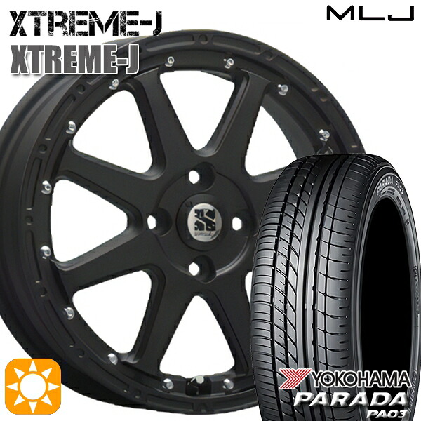 軽トラ 165/55R14C 95/93N ヨコハマ パラダ PA03 MLJ エクストリームJ フラットブラック 14インチ 4.5J 4H100 サマータイヤホイールセット