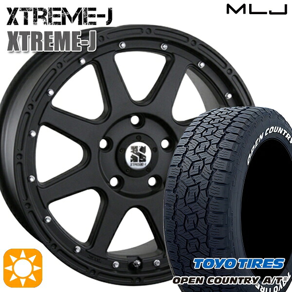 ハリアー エクストレイル 225/65R17 102H トーヨー オープンカントリーA/T3 ホワイトレター MLJ エクストリームJ フラットブラック 17インチ 7.5J 5H114.3 サマータイヤホイールセット