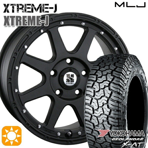 デリカD5 LT215/70R16 100/97Q ヨコハマ ジオランダー X-AT G016 MLJ エクストリームJ フラットブラック 16インチ 7.0J 5H114.3 サマータイヤホイールセット