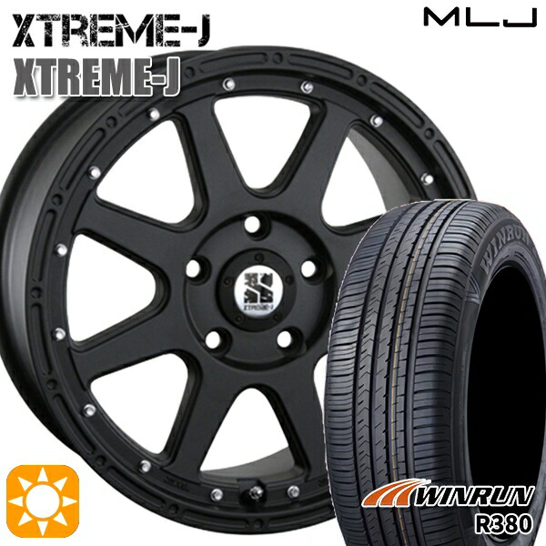 マツダ6 エクストレイル 225/60R18 104V XL ウィンラン R380 MLJ エクストリームJ フラットブラック 18インチ 8.0J 5H114.3 サマータイヤホイールセット
