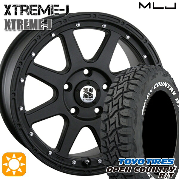 JEEPラングラー 265/65R17 112Q トーヨー オープンカントリー R/T ホワイトレター MLJ エクストリームJ フラットブラック 17インチ 7.5J 5H127 サマータイヤホイールセット