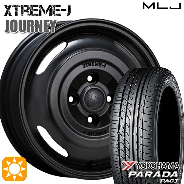 165/55R14C 95/93N ヨコハマ パラダ PA03 MLJ エクストリームJ ジャーニー サテンブラック 14インチ 4.5J 4H100 サマータイヤホイールセット