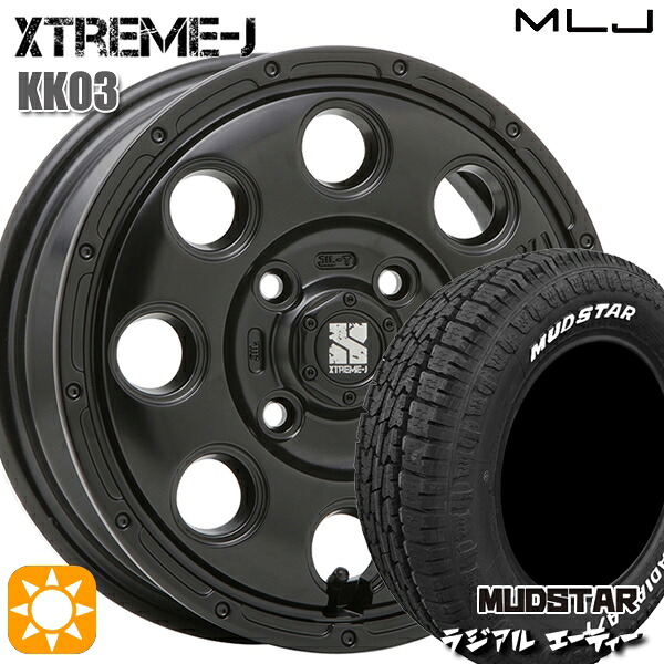 ハスラー 165/60R15 77S マッドスター ラジアル A/T ホワイトレター MLJ エクストリームJ KK03 サテンブラック 15インチ 4.5J 4H100 サマータイヤホイールセット|タイヤホイール激安王国