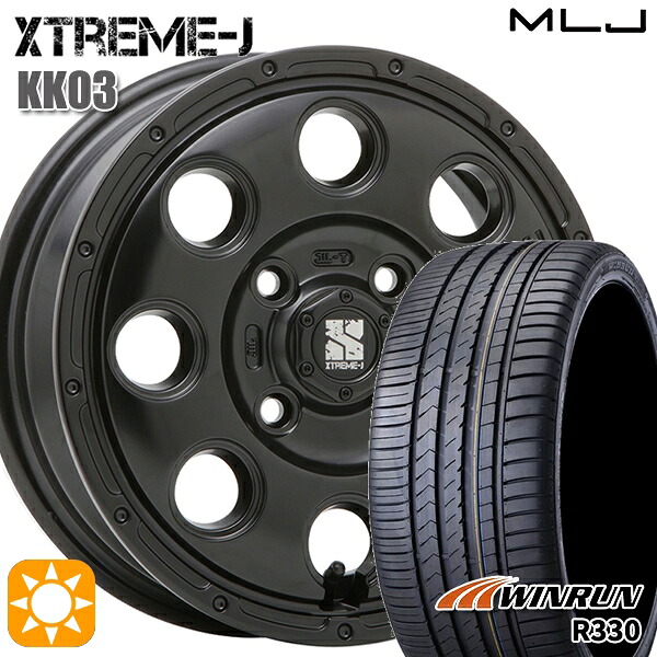 165/50R15 76V XL ウィンラン R330 MLJ エクストリームJ KK03 サテンブラック 15インチ 4.5J 4H100 サマータイヤホイールセット|タイヤホイール激安王国