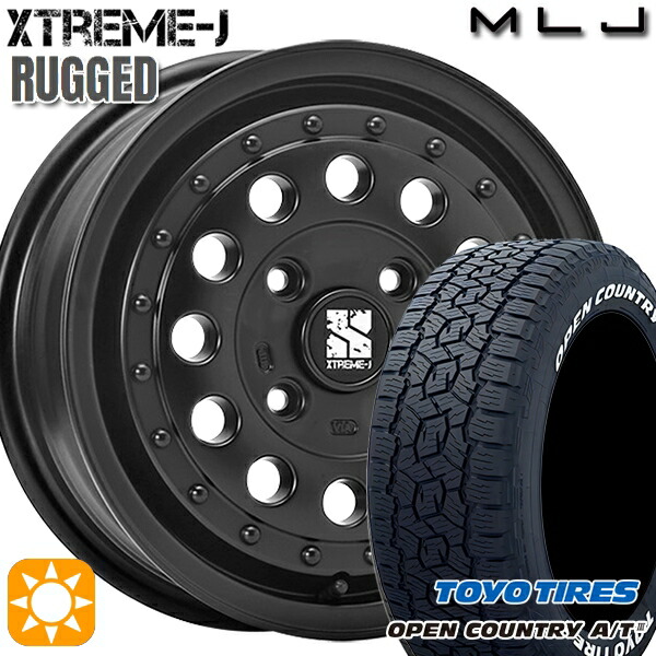 165/80R14 97/95N トーヨー オープンカントリーA/T3 ホワイトレター MLJ エクストリームJ ラギッド サテンブラック 14インチ 5.0J 4H100 サマータイヤホイールセット