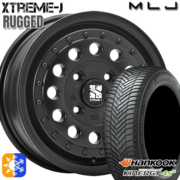 165/60R14 75H ハンコック KInERGy 4s 2 (H750) MLJ エクストリームJ ラギッド サテンブラック 14インチ 5.0J 4H100 オールシーズンタイヤホイールセット