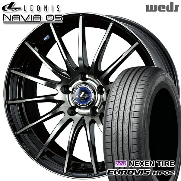 185/65R15 ネクセン ロードストーン ユーロビズ HP02 Weds ウェッズ レオニス ナヴィア05 BPB (ブラック ミラーカット ブラッククリアー) 15インチ 6.0J 5H114.3 サマータイヤホイールセット
