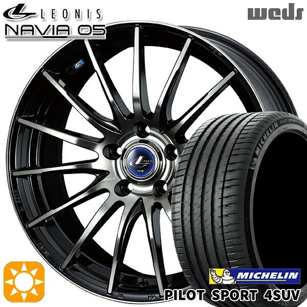 235/60R18 107W XL ミシュラン パイロットスポーツ4 SUV Weds ウェッズ レオニス ナヴィア05 BPB (ブラック ミラーカット ブラッククリアー) 18インチ 7.0J 5H114.3 サマータイヤホイールセット