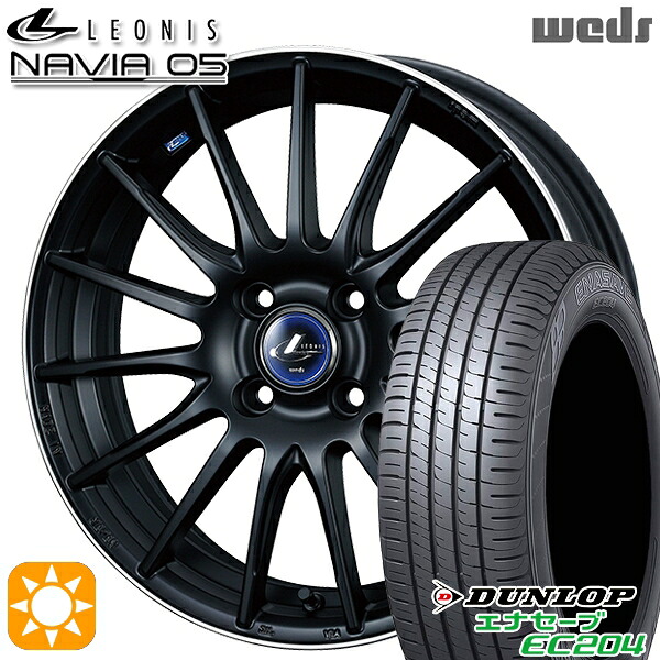 185/55R16 83V ダンロップ エナセーブ EC204 Weds ウェッズ レオニス ナヴィア05 MBP (マットブラック リムポリッシュ) 16インチ 6.0J 4H100 サマータイヤホイールセット