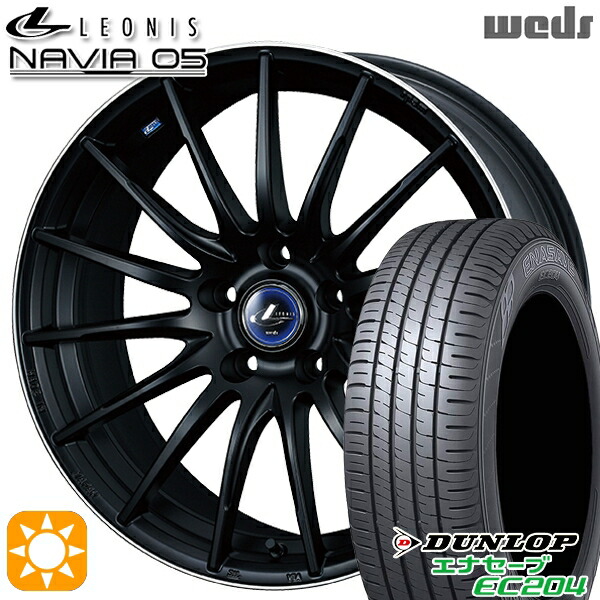225/50R18 95W ダンロップ エナセーブ EC204 Weds ウェッズ レオニス ナヴィア05 MBP (マットブラック リムポリッシュ) 18インチ 8.0J 5H114.3 サマータイヤホイールセット