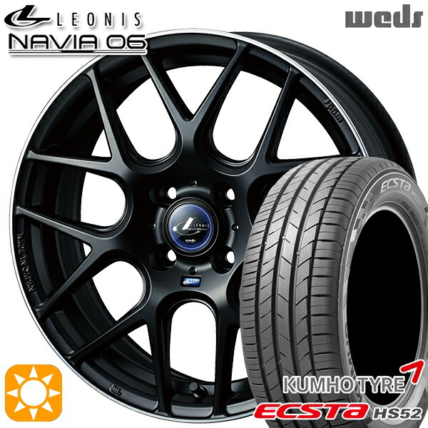 195/45R16 84V XL クムホ エクスタ HS52 Weds ウェッズ レオニス ナヴィア06 MBP (マットブラックリムポリッシュ) 16インチ 6.0J 4H100 サマータイヤホイールセット