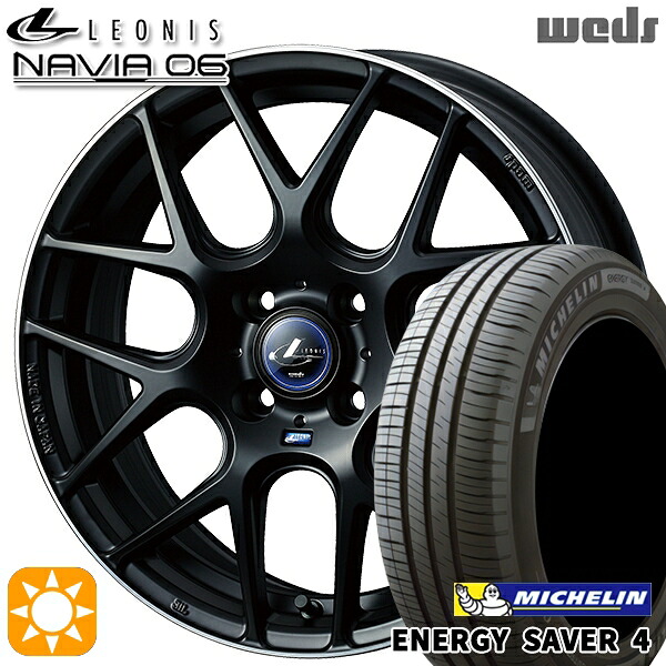 195/50R16 88V XL ミシュラン エナジーセイバー4 Weds ウェッズ レオニス ナヴィア06 MBP (マットブラックリムポリッシュ) 16インチ 6.0J 4H100 サマータイヤホイールセット
