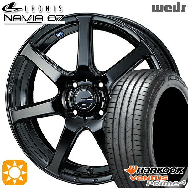185/55R16 83H ハンコック ベンタスプライム4 K135 Weds ウェッズ レオニス ナヴィア07 PBK (プレミアムブラック) 16インチ 6.0J 4H100 サマータイヤホイールセット｜タイヤホイール激安王国