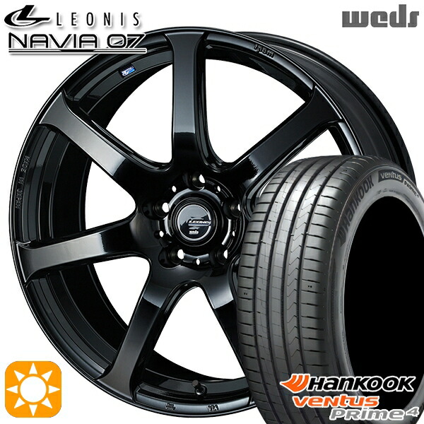215/55R17 98W XL ハンコック ベンタスプライム4 K135 Weds ウェッズ レオニス ナヴィア07 PBK (プレミアムブラック) 17インチ 7.0J 5H114.3 サマータイヤホイールセット