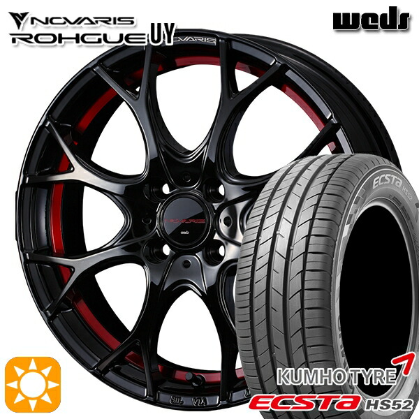 195/45R16 84V XL クムホ エクスタ HS52 Weds ウェッズ ノヴァリス ローグ UY ピアノブラック/レッドライン 16インチ 6.0J 4H100 サマータイヤホイールセット｜タイヤホイール激安王国