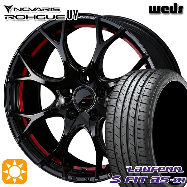 レガシィB4 エクシーガ 215/50R17 91W ラウフェン S FIT aS-01 LH02 Weds ウェッズ ノヴァリス ローグ UY ピアノブラック/レッドライン 17インチ 7.0J 5H100 サマータイヤホイールセット|タイヤホイール激安王国