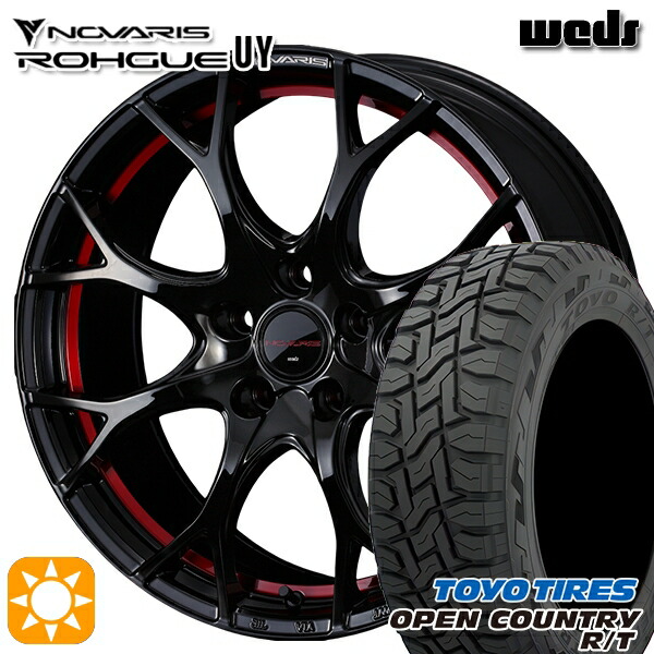 ハリアー エクストレイル 225/65R17 102Q トーヨー オープンカントリー R/T Weds ウェッズ ノヴァリス ローグ UY ピアノブラック/レッドライン 17インチ 7.0J 5H114.3 サマータイヤホイールセット