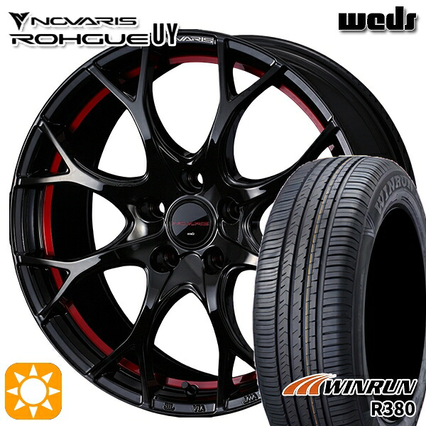 マツダ6 エクストレイル 225/60R18 104V XL ウィンラン R380 Weds ウェッズ ノヴァリス ローグ UY ピアノブラック/レッドライン 18インチ 8.0J 5H114.3 サマータイヤホイールセット