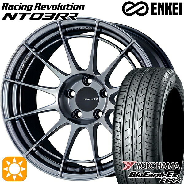 4/10ﾎﾟｲﾝﾄ10倍★215/55R17 94V ヨコハマ ブルーアース ES32 ENKEI エンケイ レーシングレボリューション NT03RR ハイパーシルバー 17インチ 7.5J 5H114.3 サマータイヤホイールセット
