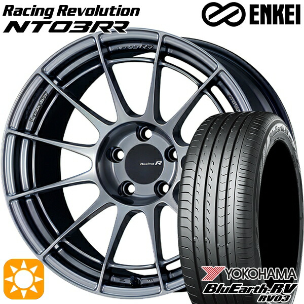 4/10ﾎﾟｲﾝﾄ10倍★225/55R18 98V ヨコハマ ブルーアース RV03 ENKEI エンケイ レーシングレボリューション NT03RR ハイパーシルバー 18インチ 8.5J 5H114.3 サマータイヤホイールセット