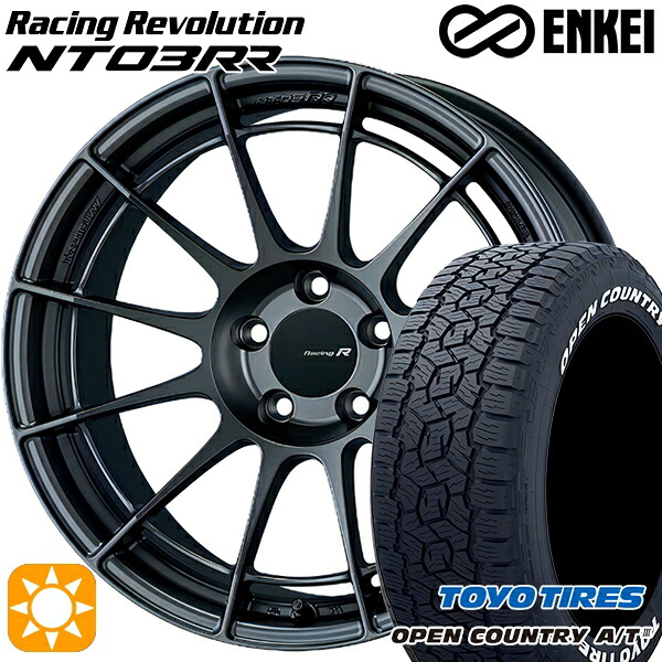 245/65R17 111H XL トーヨー オープンカントリーA/T3 ホワイトレター ENKEI エンケイ レーシングレボリューション NT03RR マットダークガンメタリック 17インチ 7.0J 5H114.3 サマータイヤホイールセット|タイヤホイール激安王国