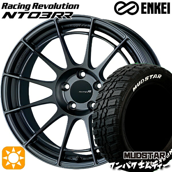 225/60R18 100T WL マッドスター ワンパク M/T ホワイトレター ENKEI エンケイ レーシングレボリューション NT03RR マットダークガンメタリック 18インチ 8.0J 5H114.3 サマータイヤホイールセット｜タイヤホイール激安王国