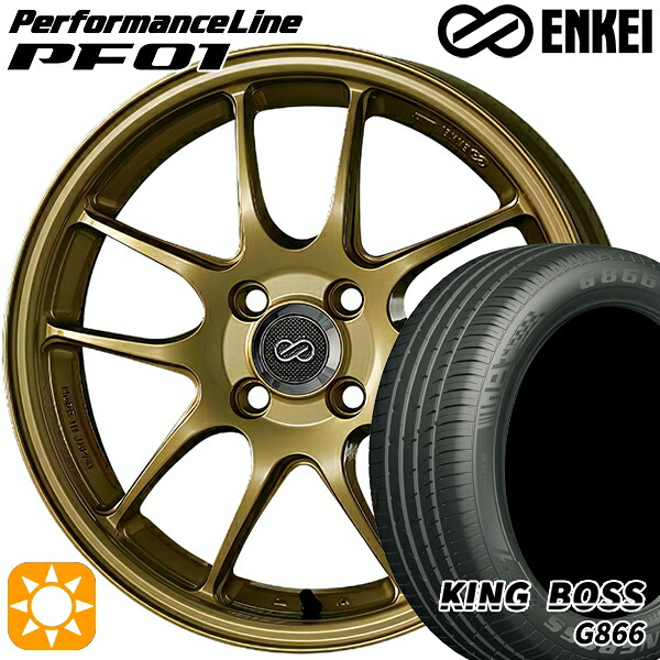 205/50R17 93W XL キングボス G866 ENKEI エンケイ パフォーマンスライン PF01 ゴールド 17インチ 7.5J 5H100 サマータイヤホイールセット｜タイヤホイール激安王国 83,094円