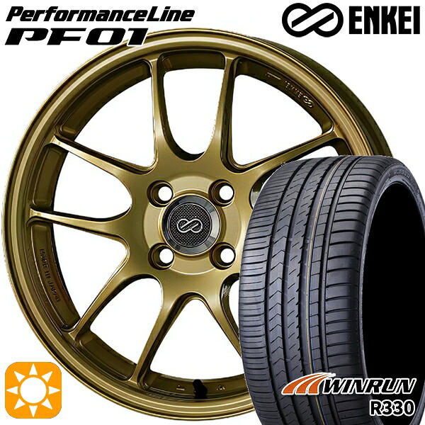 ウィッシュ カローラスポーツ 205/50R17 93W XL ウィンラン R330 ENKEI エンケイ パフォーマンスライン PF01 ゴールド 17インチ 7.5J 5H100 サマータイヤホイールセット|タイヤホイール激安王国