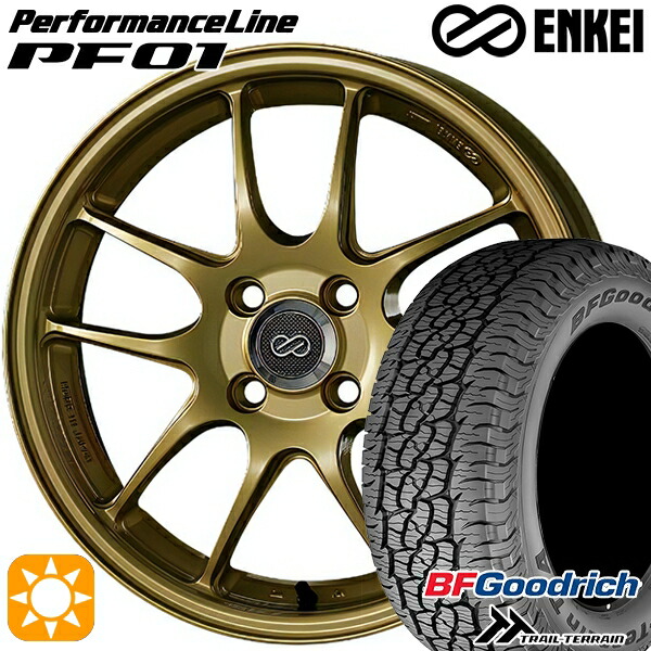 4/20ﾎﾟｲﾝﾄ10倍★235/60R18 107H XL RBL BFグッドリッチ トレールテレーン ENKEI エンケイ パフォーマンスライン PF01 ゴールド 18インチ 8.0J 5H114.3 サマータイヤホイールセット