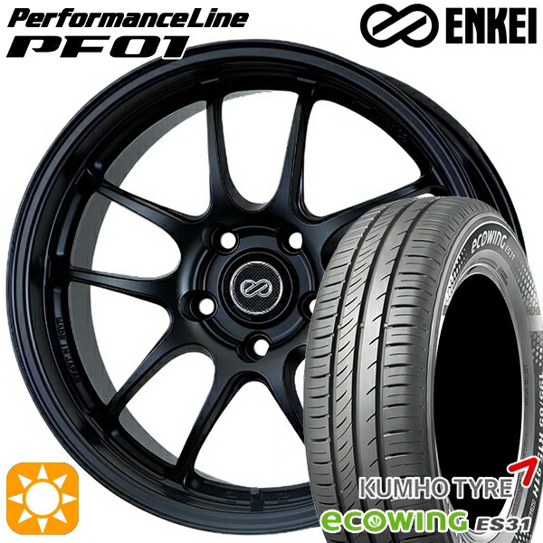 175/65R15 84H クムホ エコウィング ES31 ENKEI エンケイ パフォーマンスライン PF01 マットブラック 15インチ 6.5J 4H100 サマータイヤホイールセット|タイヤホイール激安王国
