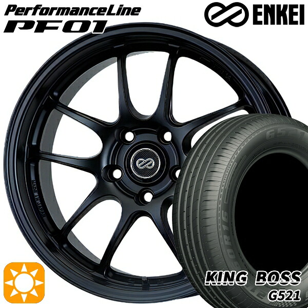 175/65R15 84H キングボス G521 ENKEI エンケイ パフォーマンスライン PF01 マットブラック 15インチ 6.5J 4H100 サマータイヤホイールセット