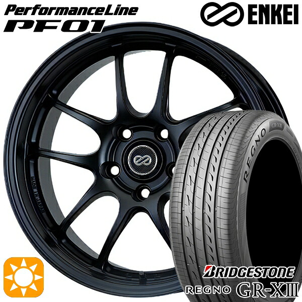 マツダ2 ノート 205/45R17 88W XL ブリヂストン レグノ GRX3 ENKEI エンケイ パフォーマンスライン PF01 マットブラック 17インチ 7.0J 4H100 サマータイヤホイールセット