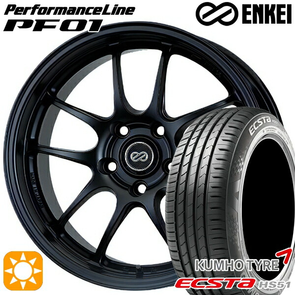 165/50R16 77V XL クムホ エクスタ HS51 ENKEI エンケイ パフォーマンスライン PF01 マットブラック 16インチ 5.0J 4H100 サマータイヤホイールセット