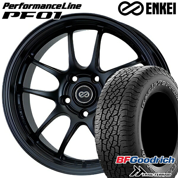 225/65R17 102T ORWL BFグッドリッチ トレールテレーン ENKEI エンケイ パフォーマンスライン PF01 マットブラック 17インチ 7.5J 5H114.3 サマータイヤホイールセット