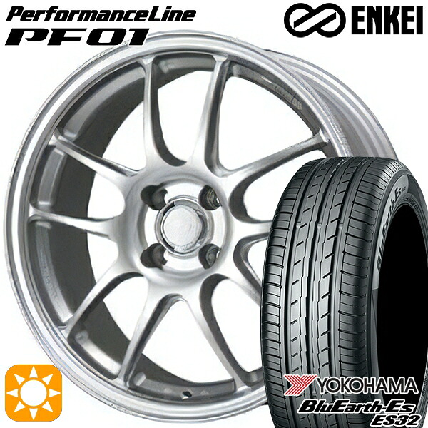 アクア ヤリス 205/40R17 84V XL ヨコハマ ブルーアース ES32 ENKEI エンケイ パフォーマンスライン PF01 スパークルシルバー 17インチ 7.0J 4H100 サマータイヤホイールセット|タイヤホイール激安王国