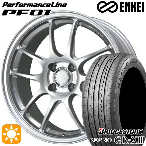 マツダ2 ノート 205/45R17 88W XL ブリヂストン レグノ GRX3 ENKEI エンケイ パフォーマンスライン PF01 スパークルシルバー 17インチ 7.0J 4H100 サマータイヤホイールセット