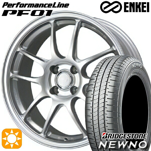 205/60R16 92H ブリヂストン ニューノ ENKEI エンケイ パフォーマンスライン PF01 スパークルシルバー 16インチ 6.5J 4H100 サマータイヤホイールセット｜タイヤホイール激安王国