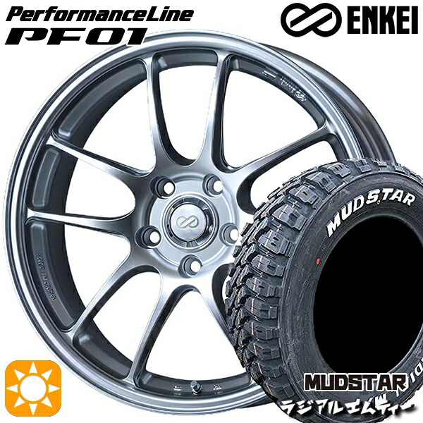 225/65R17 102T マッドスター ラジアルM/T ENKEI エンケイ パフォーマンスライン PF01 スパークルシルバー 17インチ 7.5J 5H114.3 サマータイヤホイールセット