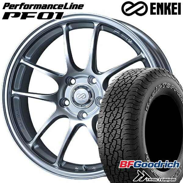 245/65R17 111T ORWL BFグッドリッチ トレールテレーン ENKEI エンケイ パフォーマンスライン PF01 スパークルシルバー 17インチ 7.5J 5H114.3 サマータイヤホイールセット｜タイヤホイール激安王国