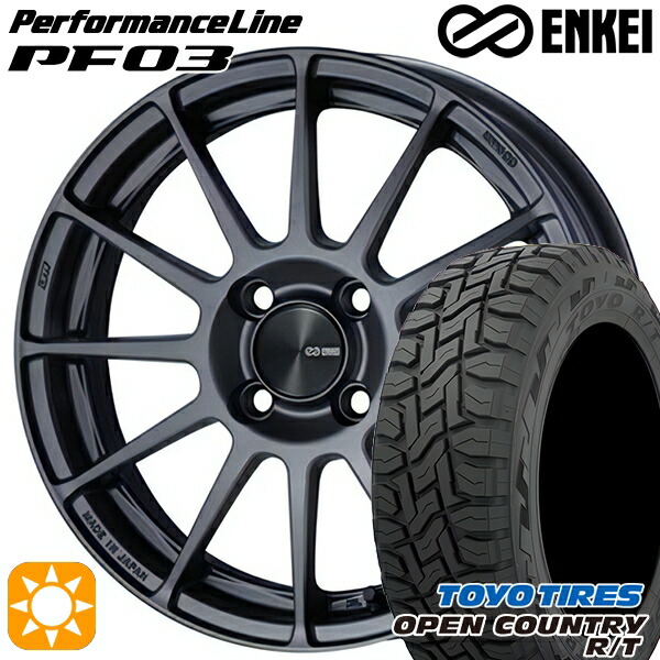4/20ﾎﾟｲﾝﾄ10倍★アクア クロスビー 175/60R16 82Q トーヨー オープンカントリー R/T ENKEI エンケイ パフォーマンスライン PF03 マットダークガンメタリック 16インチ 6.5J 4H100 サマータイヤホイールセット