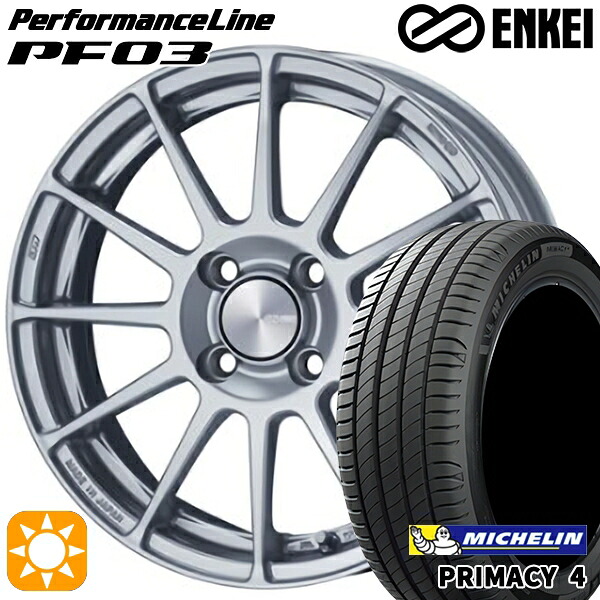185/60R15 88H XL ミシュラン プライマシー4 ENKEI エンケイ パフォーマンスライン PF03 スパークルシルバー 15インチ 6.0J 4H100 サマータイヤホイールセット