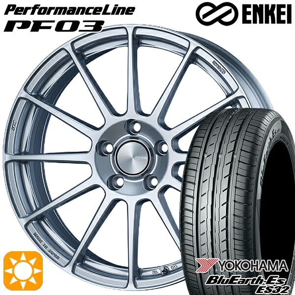 215/40R18 85W ヨコハマ ブルーアース ES32 ENKEI エンケイ パフォーマンスライン PF03 スパークルシルバー 18インチ 7.0J 5H100 サマータイヤホイールセット|タイヤホイール激安王国