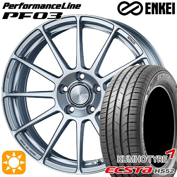 215/60R17 100V XL クムホ エクスタ HS52 ENKEI エンケイ パフォーマンスライン PF03 スパークルシルバー 17インチ 7.0J 5H114.3 サマータイヤホイールセット