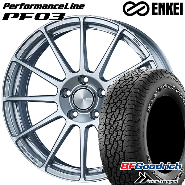 4/20ﾎﾟｲﾝﾄ10倍★225/65R17 102T ORWL BFグッドリッチ トレールテレーン ENKEI エンケイ パフォーマンスライン PF03 スパークルシルバー 17インチ 7.0J 5H114.3 サマータイヤホイールセット