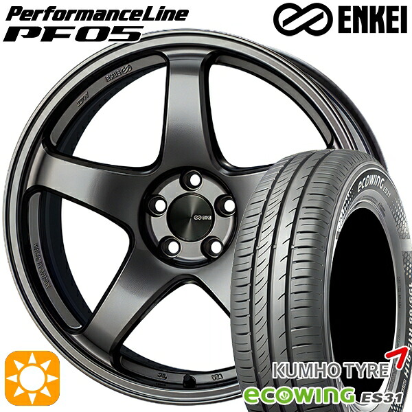165/65R15 81H クムホ エコウィング ES31 ENKEI エンケイ パフォーマンスライン PF05 ダークシルバー 15インチ 5.0J 4H100 サマータイヤホイールセット