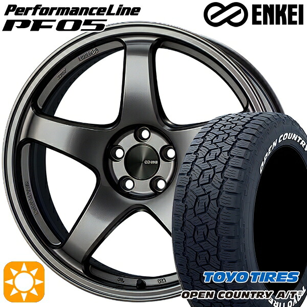 4/20ﾎﾟｲﾝﾄ10倍★ハリアー エクストレイル 225/65R17 102H トーヨー オープンカントリーA/T3 ホワイトレター ENKEI エンケイ パフォーマンスライン PF05 ダークシルバー 17インチ 7.0J 5H114.3 サマータイヤホイールセット