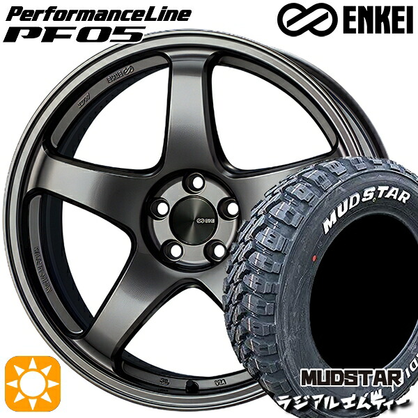 205/60R16 96T XL マッドスター ラジアル M/T ホワイトレター ENKEI エンケイ パフォーマンスライン PF05 ダークシルバー 16インチ 6.5J 5H100 サマータイヤホイールセット|タイヤホイール激安王国
