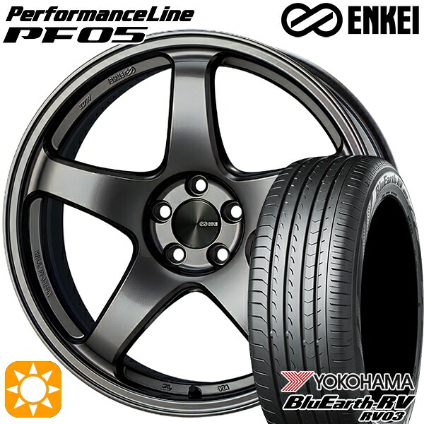 225/40R19 93W XL ヨコハマ ブルーアース RV03 ENKEI エンケイ パフォーマンスライン PF05 ダークシルバー 19インチ 8.0J 5H114.3 サマータイヤホイールセット