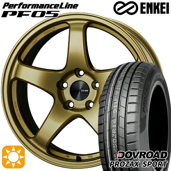 4/20ﾎﾟｲﾝﾄ10倍★205/45R17 88W XL DOVROAD プロザックススポーツ ENKEI エンケイ パフォーマンスライン PF05 ゴールド 17インチ 7.0J 4H100 サマータイヤホイールセット